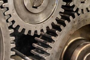 old steel gears close up background photo