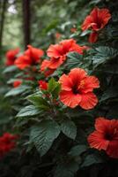 AI generated Hibiscus Forest Wallpaper photo