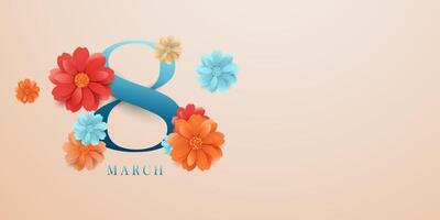 Women's Day poster or banner 8 March. Promotional and shopping template design for love and women's day concept. vector