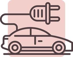 Electric Car Line  Shape Colors Icon vector