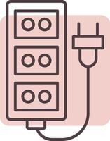 Extension Cord Line  Shape Colors Icon vector