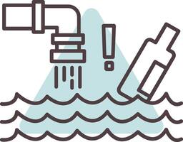 Water Pollution Line  Shape Colors Icon vector