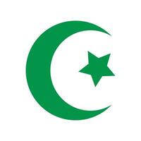 Star and crescent - symbol of Islam flat icon for apps and websites, green color vector