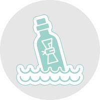 mensaje en botella glifo multicolor pegatina icono vector