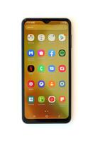 KYIV, UKRAINE - 4 MAY, 2023 Samsung Galaxy A04 Android smartphone has 6.5-inch PLS LCD panel with Infinity-V design photo