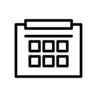 Vector black line icon business calendar isolated on white background