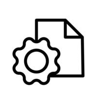 Vector black line icon settings file isolated on white background