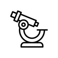 Vector black line icon laboratory microscope isolated on white background