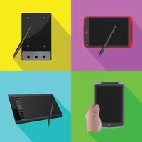 Digital graphics tablet with Drawing pen vector illustration