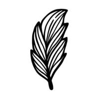 Single Leaf Line Art Illustration Isolated in White. Floral decoration branch leaf plant line. Modern single line art, aesthetic contour. Perfect for home decor such as posters, wall art, tote bag etc vector