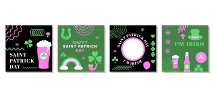 saint patrick day social media post collection with Trendy flat concept vector