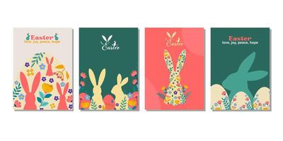 happy easter greeting card  fashion  commercial  banner, cover, social media with flat design vector