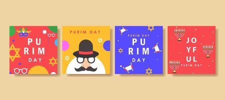 Elegant purim day Set of social media post vector