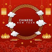 Chinese New Year greeting square background vector