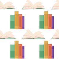 vector seamless pattern with different books. concept template for fabrics, covers, education, book store, library.
