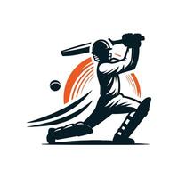 Cricket Player Logo Playing Short Concept vector