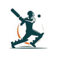 Cricket Player Logo Design Playing Short Vector