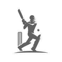 Cricket Player Logo Playing Short Concept vector