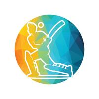 Cricket Player Logo Inside a Shape of Circle vector