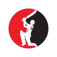 Cricket Player Logo Inside a Shape of Circle vector