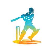 Cricket Player Logo Unique Style Vector