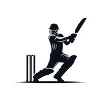 Cricket Player Logo Playing Short Concept vector