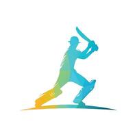 Cricket Player Logo Unique Style Design vector