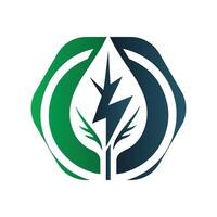 Eco Leaf Bolt Green Energy Vector Illustration