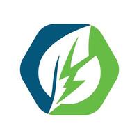 Eco Leaf Bolt Green Energy Vector Illustration