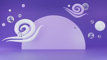 3D Rendering abstract Japanese design purple background whit bubble and dark sky photo