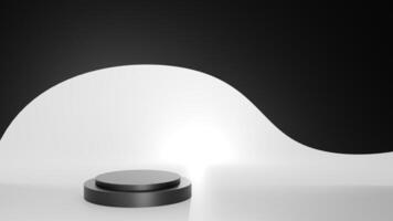 3D Rendering abstract black and white background with podium photo