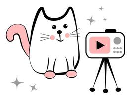 gato blogger en un blanco antecedentes vector