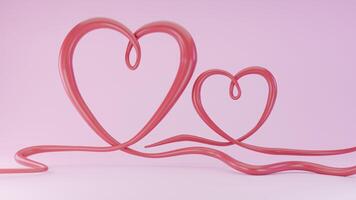 3D Rendering heart line abstract love background pink valentine photo