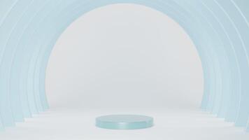 3D Rendering pastel blue abstract background with curve and podium photo