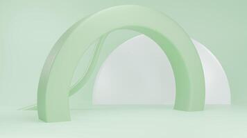 3D Rendering abstract green background for product advertising curve and line decoration photo