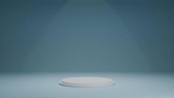 3d representación pastel azul antecedentes con blanco podio foto