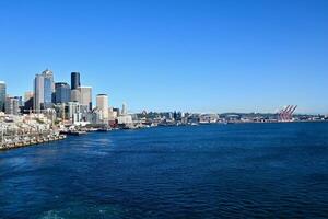 the port of Seattle seen from the water photo