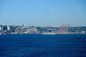 the port of Seattle seen from the water photo