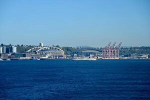 the port of Seattle seen from the water photo