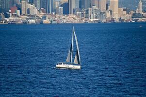 sailing past downtown Seattle on a clear day photo