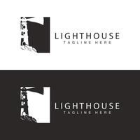 Lighthouse logo vector beacon tower ship signal simple beach port design template