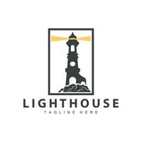 Lighthouse logo vector beacon tower ship signal simple beach port design template