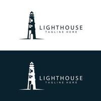 Lighthouse logo vector beacon tower ship signal simple beach port design template