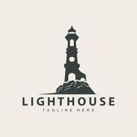 Lighthouse logo vector beacon tower ship signal simple beach port design template