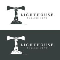 Lighthouse logo vector beacon tower ship signal simple beach port design template