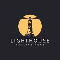 Lighthouse logo vector beacon tower ship signal simple beach port design template