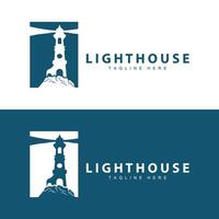 Lighthouse logo vector beacon tower ship signal simple beach port design template