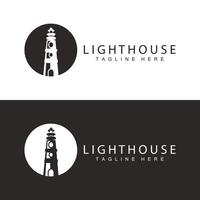 Lighthouse logo vector beacon tower ship signal simple beach port design template