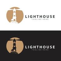 Lighthouse logo vector beacon tower ship signal simple beach port design template