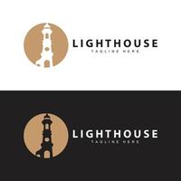 Lighthouse logo vector beacon tower ship signal simple beach port design template